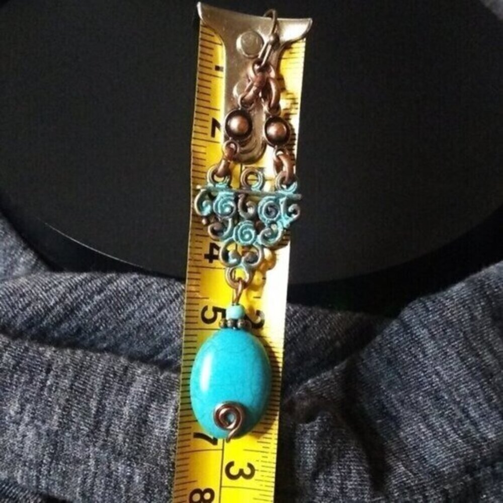 2/$25!!! Aqua Howlite + Copper Patina Painted Earrings - Big Bold Gorgeous! - Picture 10 of 12